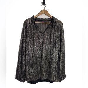 Vince Camuto Sparkle & Shine Metallic Longsleeve Blouse with Tank 3X NWT